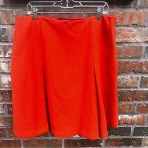 Lauren Ralph Lauren Orange A-Line Skirt Wool Blend Pleated Skirt Women’s 16